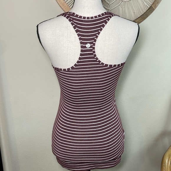 Lululemon Cool Racerback tank, West2east Stripe Heathered Bordeaux Drama size 4 - Picture 1 of 10